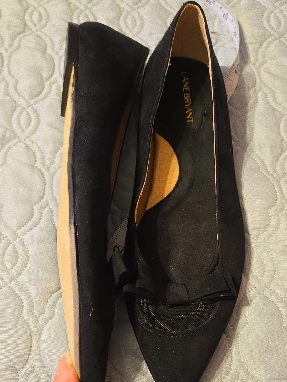 Lane Bryant Classic Black Pointed Toe Ballet Flats with Bow
